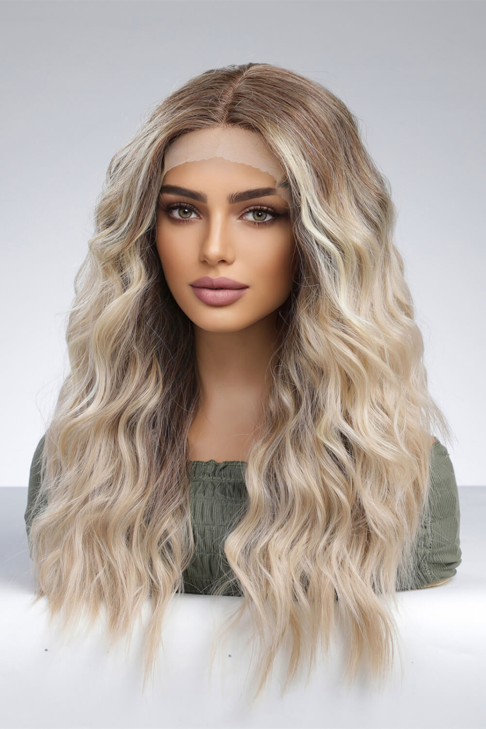 13*2‘’ Lace Front Wigs Synthetic Long Wave 24'' 150% Density COCO CRESS