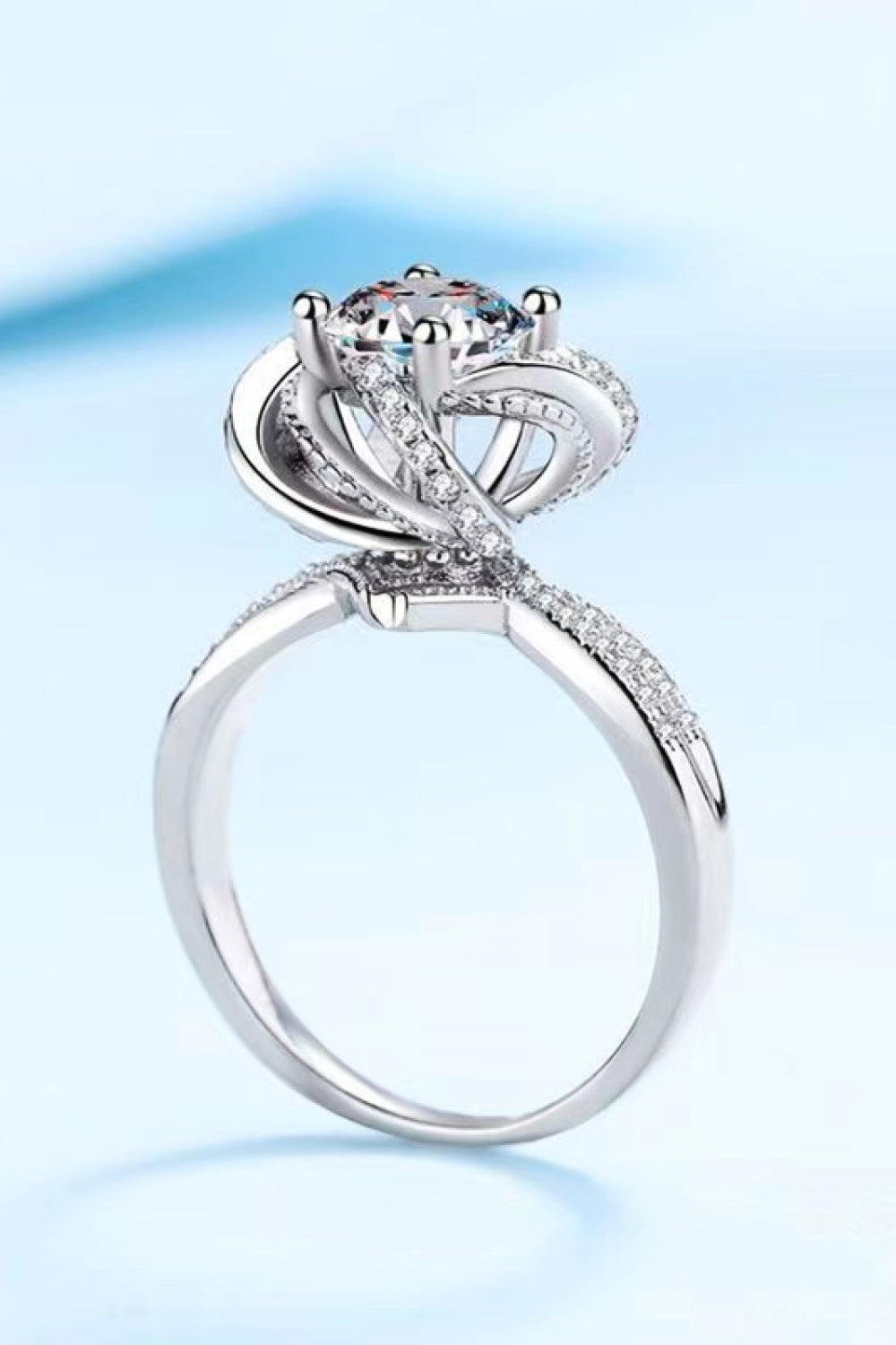 2 Carat Moissanite Floral Platinum-Plated Ring COCO CRESS