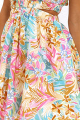 Backless Floral Short Sleeve Mini Dress