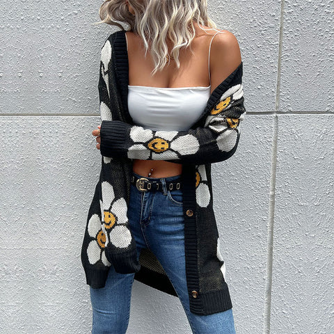 Floral Button Down Longline Cardigan COCO CRESS