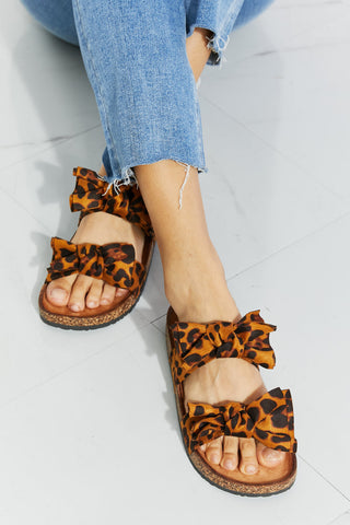 Forever Link Fiercely Feminine Leopard Bow Slide Sandals COCO CRESS