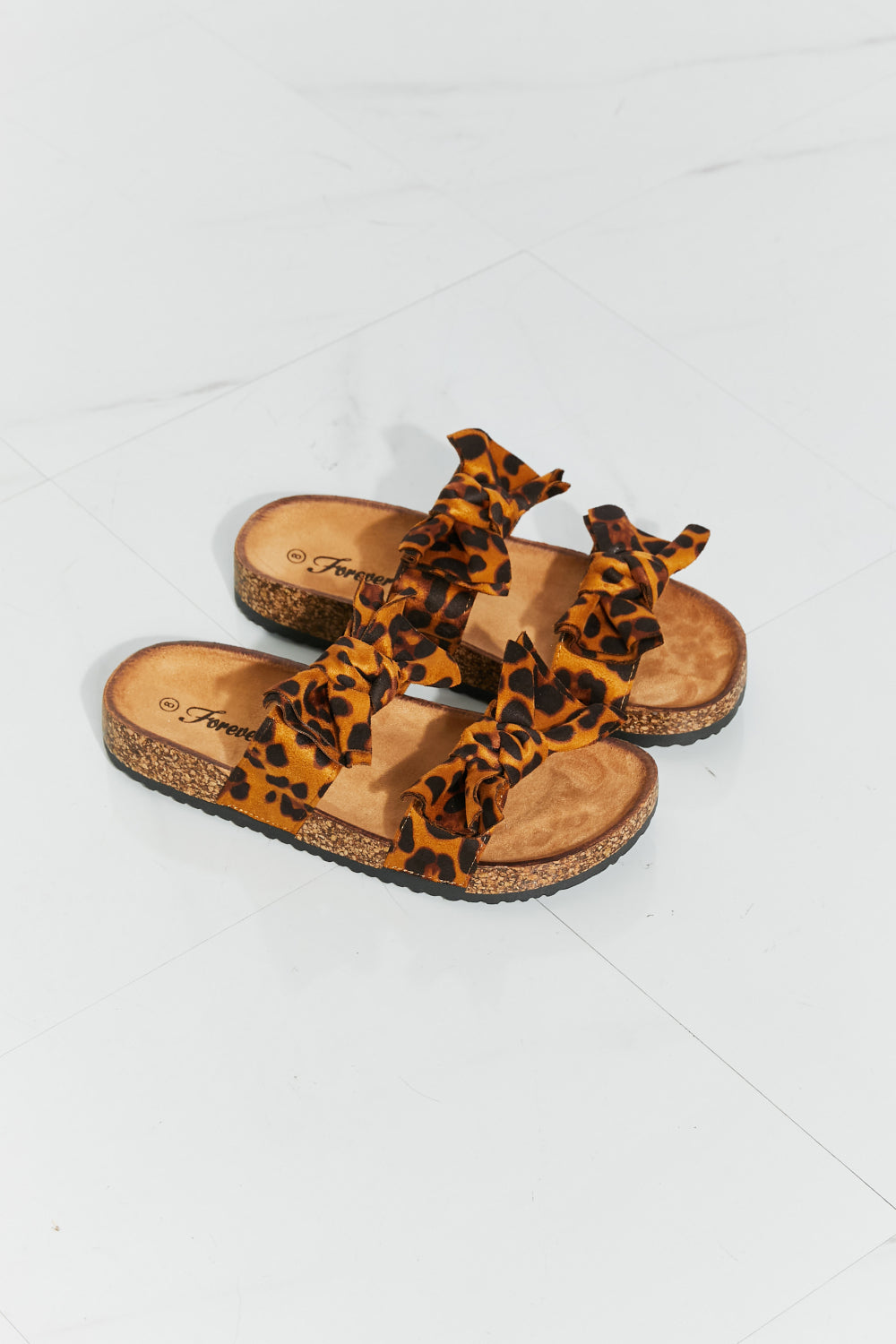 Forever Link Fiercely Feminine Leopard Bow Slide Sandals COCO CRESS