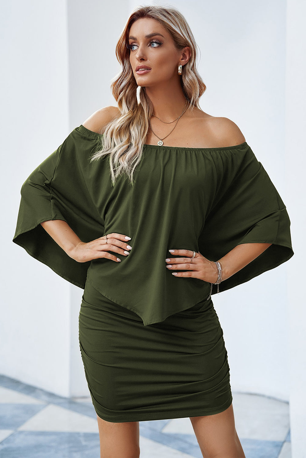 Full Size Off-Shoulder Layered Dress COCO CRESS