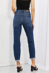 Judy Blue Crystal Full Size High Waisted Cuffed Boyfriend Jeans COCO CRESS