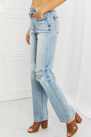 Judy Blue Natalie Full Size Distressed Straight Leg Jeans COCO CRESS