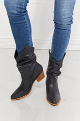 MMShoes Better in Texas Scrunch Cowboy Boots in Navy COCO CRESS