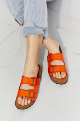 MMShoes Feeling Alive Double Banded Slide Sandals in Orange COCO CRESS