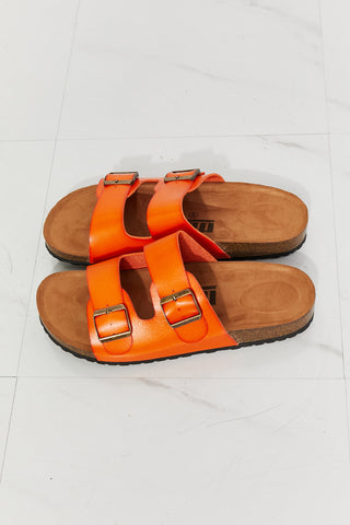 MMShoes Feeling Alive Double Banded Slide Sandals in Orange COCO CRESS