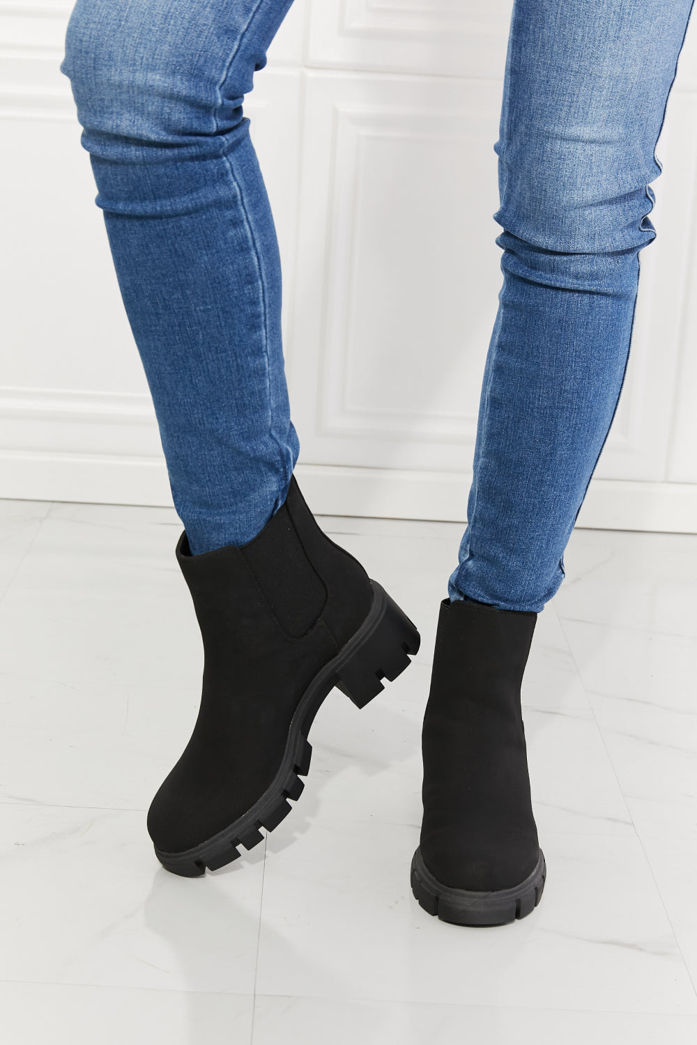 MMShoes Work For It Matte Lug Sole Chelsea Boots in Black COCO CRESS