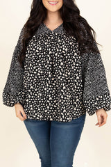 Plus Size Animal Print Balloon Sleeve Blouse COCO CRESS