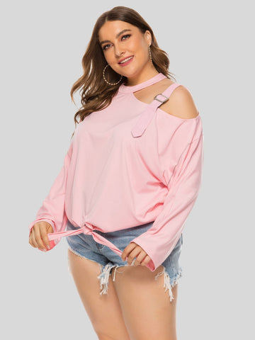 Plus Size Cold-Shoulder Tied Top COCO CRESS