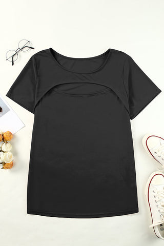 Plus Size Cutout Round Neck Short Sleeve Tee COCO CRESS