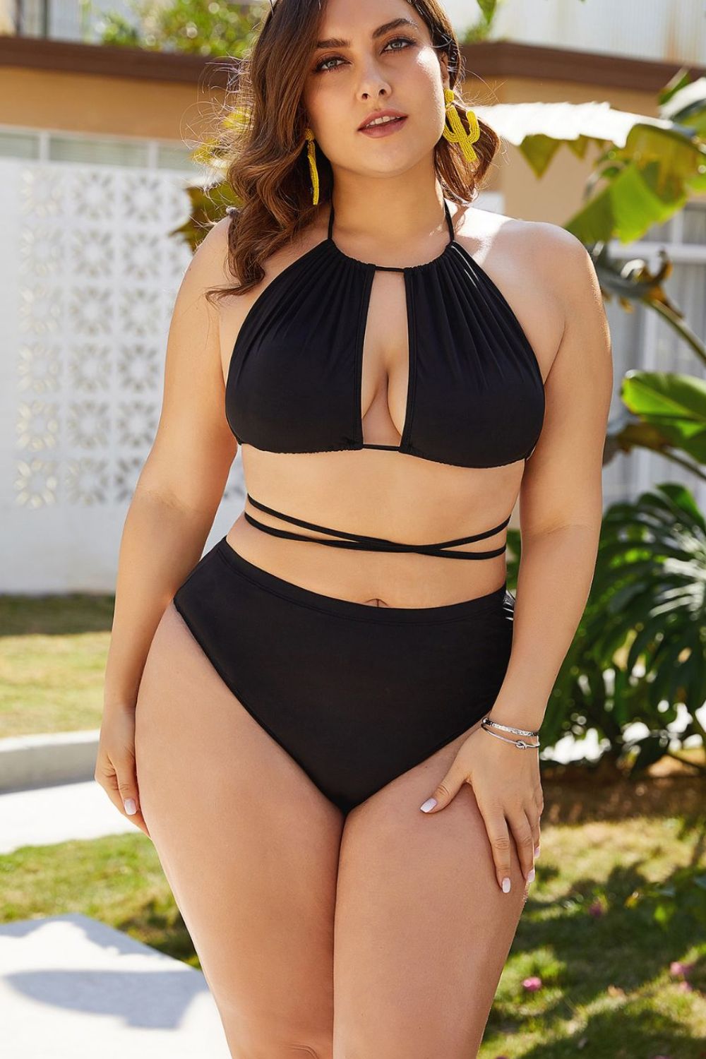 Plus Size Cutout Tied Backless Bikini Set COCO CRESS