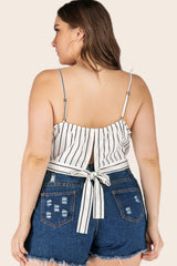 Plus Size Striped Tie-Back Cropped Cami COCO CRESS