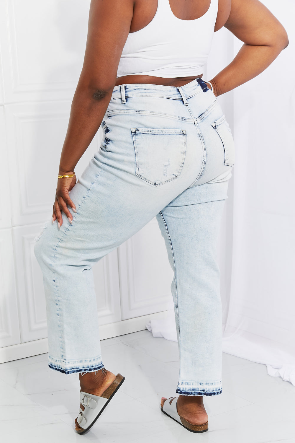 RISEN Full Size Camille Acid Wash Crop Straight Jeans COCO CRESS