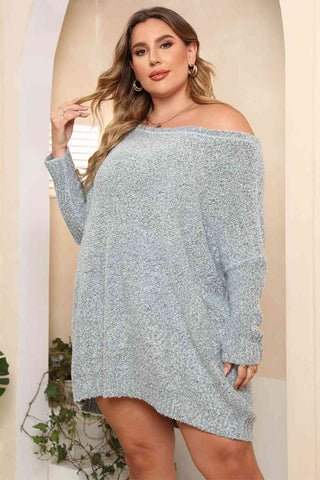 Plus Size Off Shoulder Long Sleeve Pullover Sweater